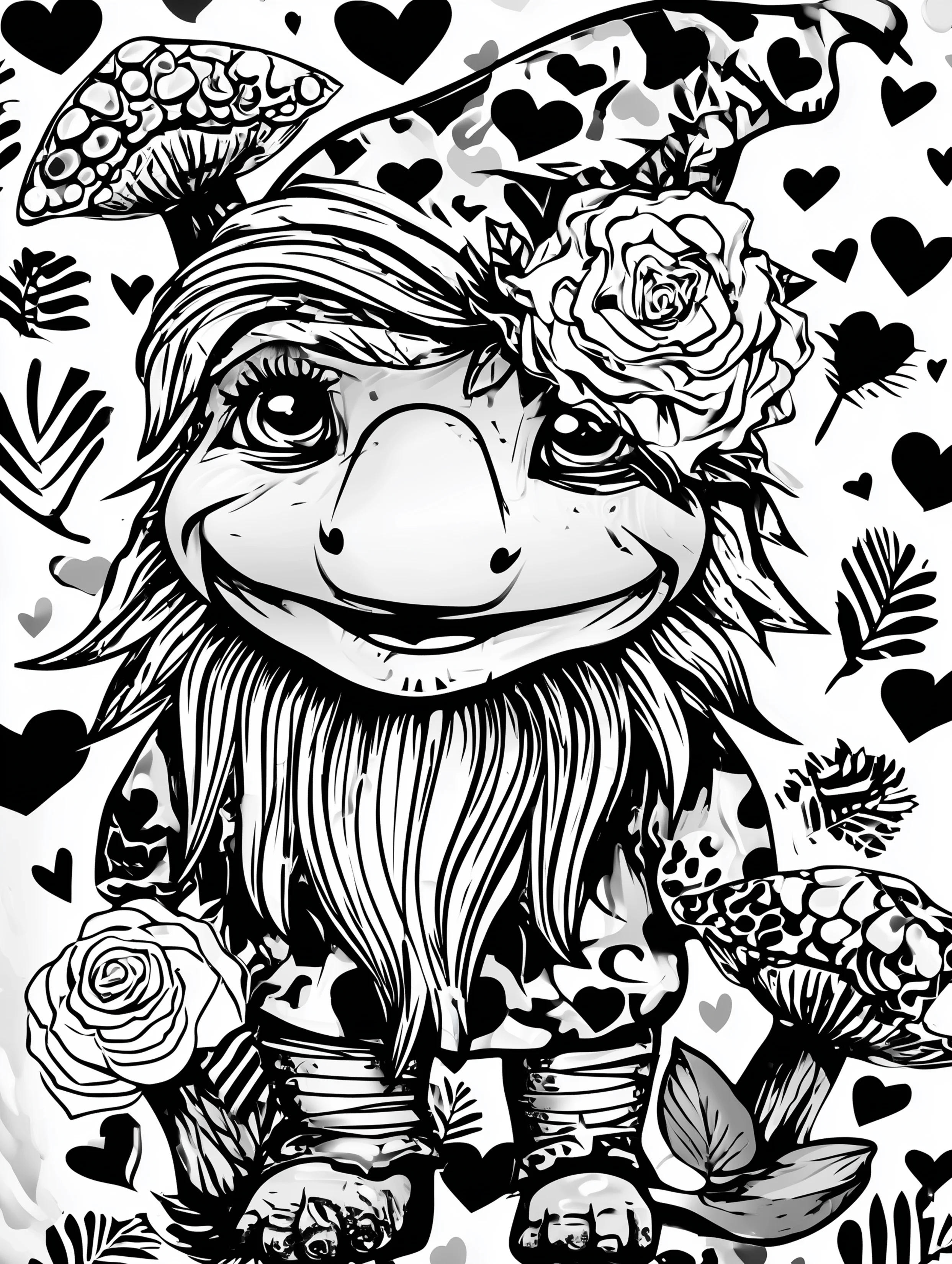 Free printable gnome coloring page for adults featuring a gnome design